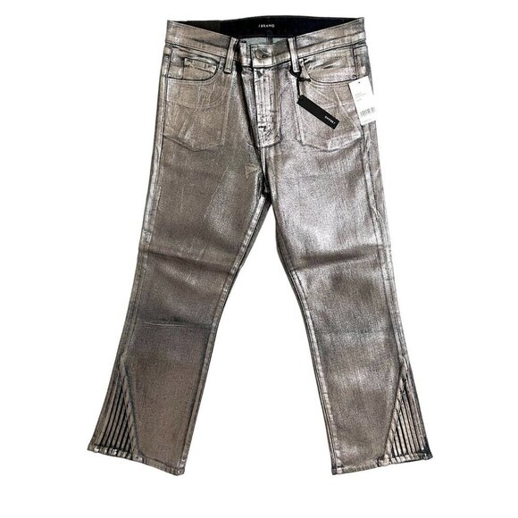 J Brand Jeans Selena Mid-Rise Crop Boot Cut In Foiled Chrome SZ 30 NWT $349 - Picture 3 of 12